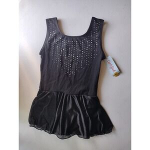 Cat & Jack Girls Black Rhinestone Heart Leotard Dress‎ XL 14 NWT